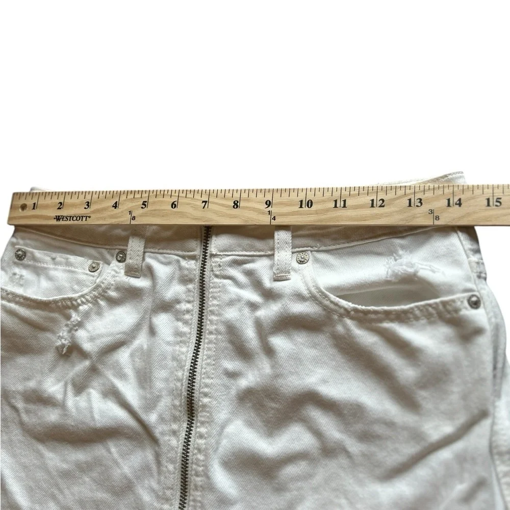 Free People Women's White Denim Mini‎ Skirt Size 26 Casual Pockets